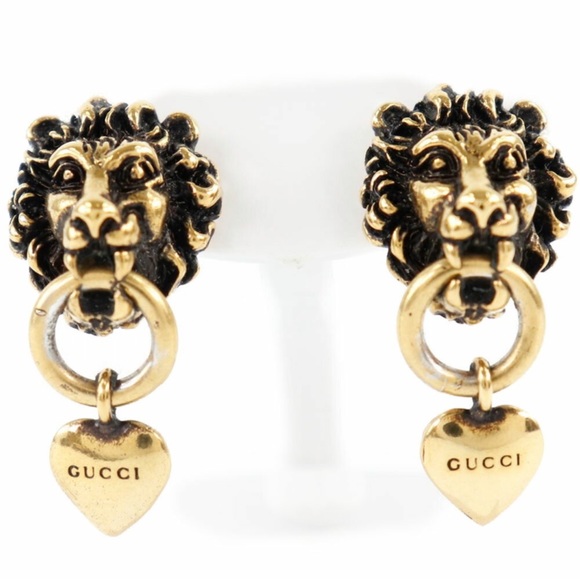 Gucci Jewelry - Gucci lion head heart earrings gold plated